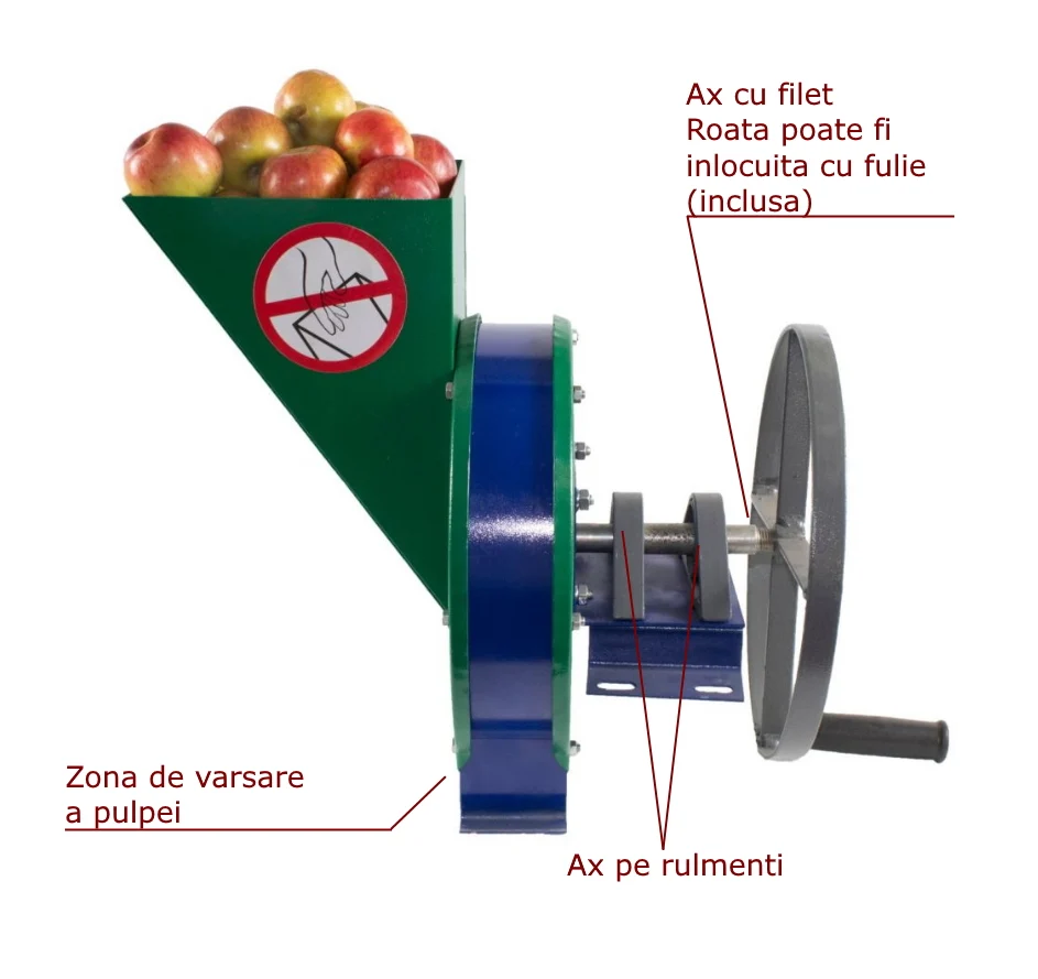 Kézi reszelő Vinita gyümölcsökhöz és zöldségekhez (burgonya) + motorrögzítő szíjtárcsa, 250 kg/h [2]