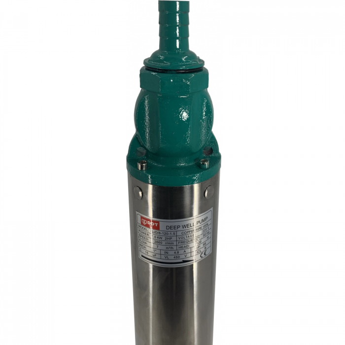 Merülő mélyvízszivattyú, DDT QJD120-1.5, 1500 W, Rozsdamentes acél, 8 turbina, 15 m kábel [2]