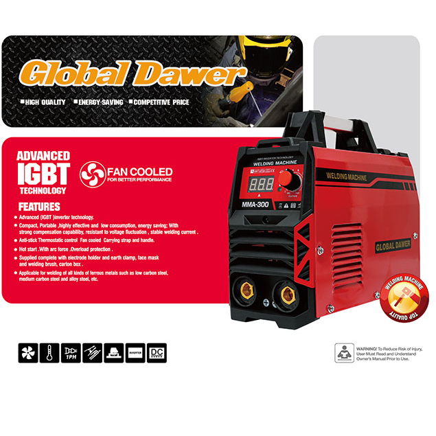 MMA hegesztő inverter, Global Dawer, 300 A, 2,5 - 4 mm [2]