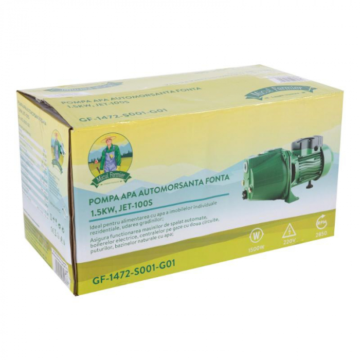 Önfelszívó öntöttvas vízszivattyú, 1,5kW 9/50m 3600l/h 1", szívás 9 m, kisülés 53 m + Automatikus nyomásszabályozás EPC-3 [4]