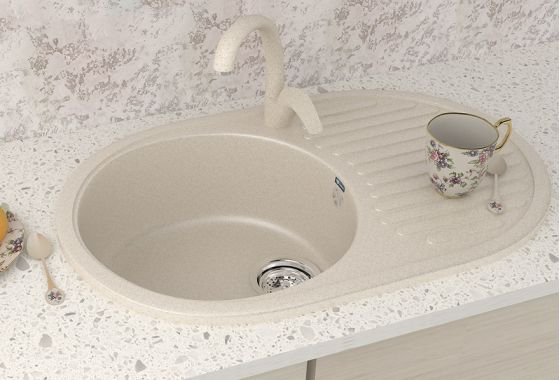 Ovális konyhai mosogató Ulgran U-107-308 Fekete, 72 х 45,5 cm [2]
