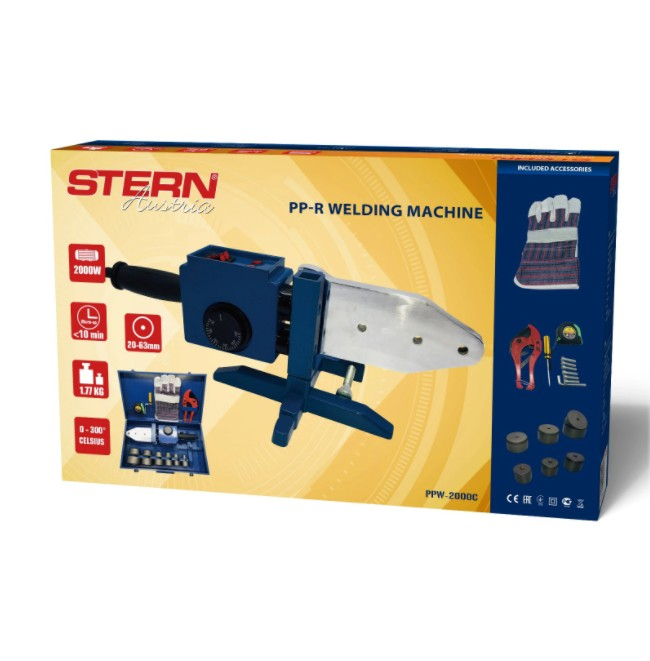 PPR csőforrasztógép Stern PPW2000C, 2000 W, 300°, 6 tartozék, AKT [2]