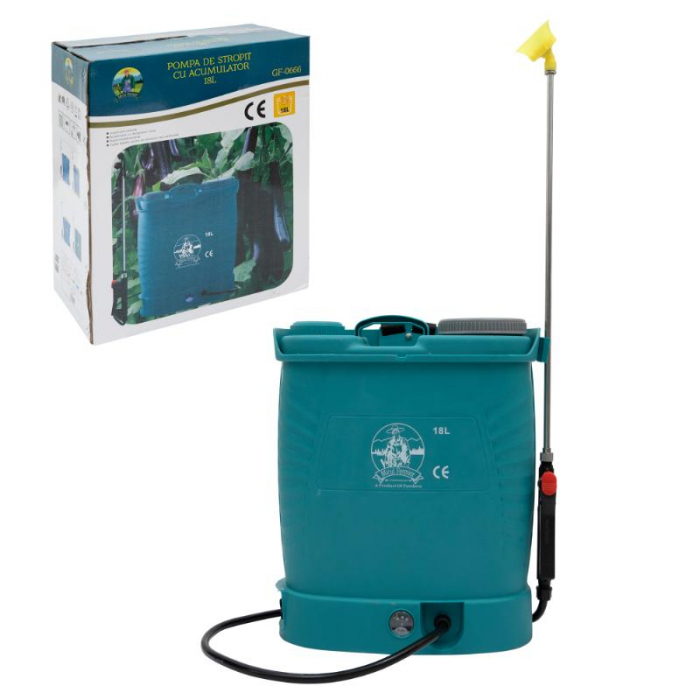 Small Farmer vezeték nélküli elektromos permetező szivattyú 18 liter, 5 bar, 12 V + lándzsa 2.8m + fúvókakészlet [6]