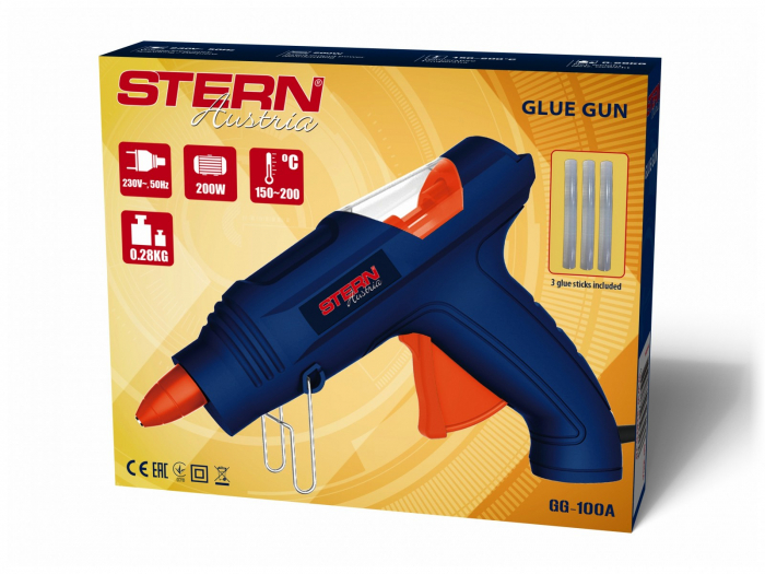 STERN GG100A forrasztópisztoly, 200 W, 200 °C maximális hőmérséklet, 3 fúvóka, 3 szilikon pálca [2]