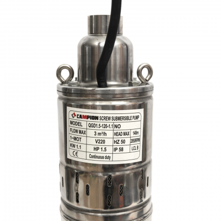 Búvárszivattyú tiszta vízhez, 1,1 kW, 3 m³/h, csatlakozás 1", leeresztési magasság 140 m, ágyú típus [1]