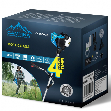 Campina C4T5600A benzines bozótvágó 6.8 le, 9000 fordulat/perc, 4 ütemű motor [3]