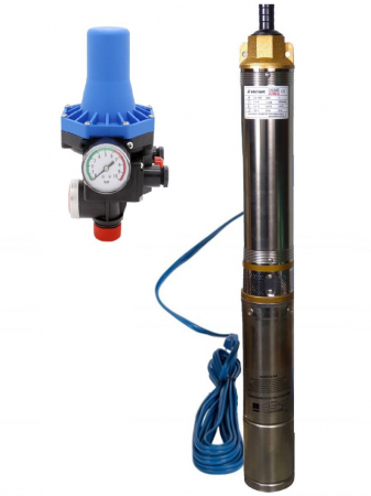 Búvárszivattyúk - ELEFANT búvárszivattyú 4STM4-8, 1100 W, áramlási sebesség 5 m3/h, rozsdamentes acél + Automatikus présvezérlés EPC-3