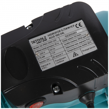 Hidrofor, 24 liter, Detoolz, 0,75kW/1HP AUJET 100B, abszorpció 9 m, magasság 45 m, 3.3 mc/h [7]