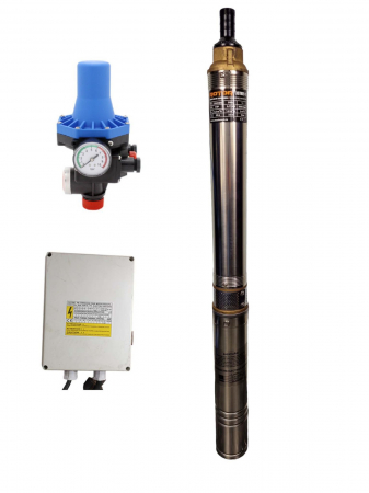 Búvárszivattyúk - Merülő szivattyú járókerék 3stm2-11, 750W, áramlási sebesség 3m³ / h, mélység 39m, kezelőpanel + automatikus présvezérlés EPC-3