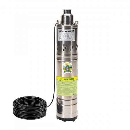 Búvárszivattyúk - Micul Fermier QGD Professional Mély szivattyú, Teljesítmény 1100 W, Ürítési magasság 120 m, Áramlás 3000 L / H, 100% réz, 12 cm átmérő