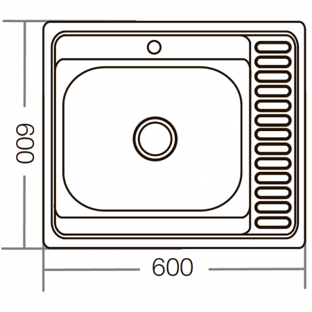 Mixxus rozsdamentes acél konyhai mosogató, Z6060L-08-180E, szatén, 60 x 60 cm [3]