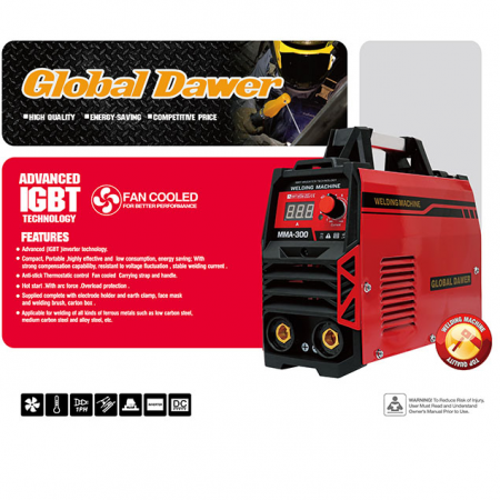 MMA hegesztő inverter, Global Dawer, 300 A, 2,5 - 4 mm [1]