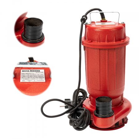 Háztartási vízszivattyúk chopperrel és anélkül - Öntöttvas piszkosvíz-szivattyú, piros WQD 16 m, 1100W, 250 l/min