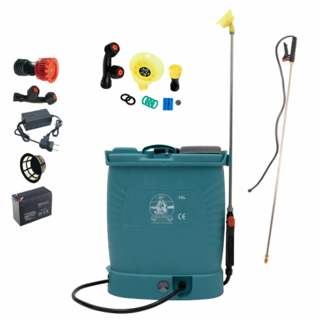 Öntözőrendszerek - Small Farmer vezeték nélküli elektromos permetező szivattyú 18 liter, 5 bar, 12 V + lándzsa 2.8m + fúvókakészlet