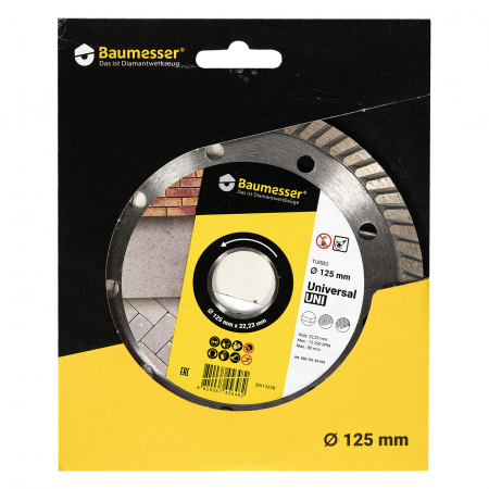 Sarokcsiszoló tartozékok - Tárcsás diamantat Turbo 125x1,8x8x22,23 Baumesser