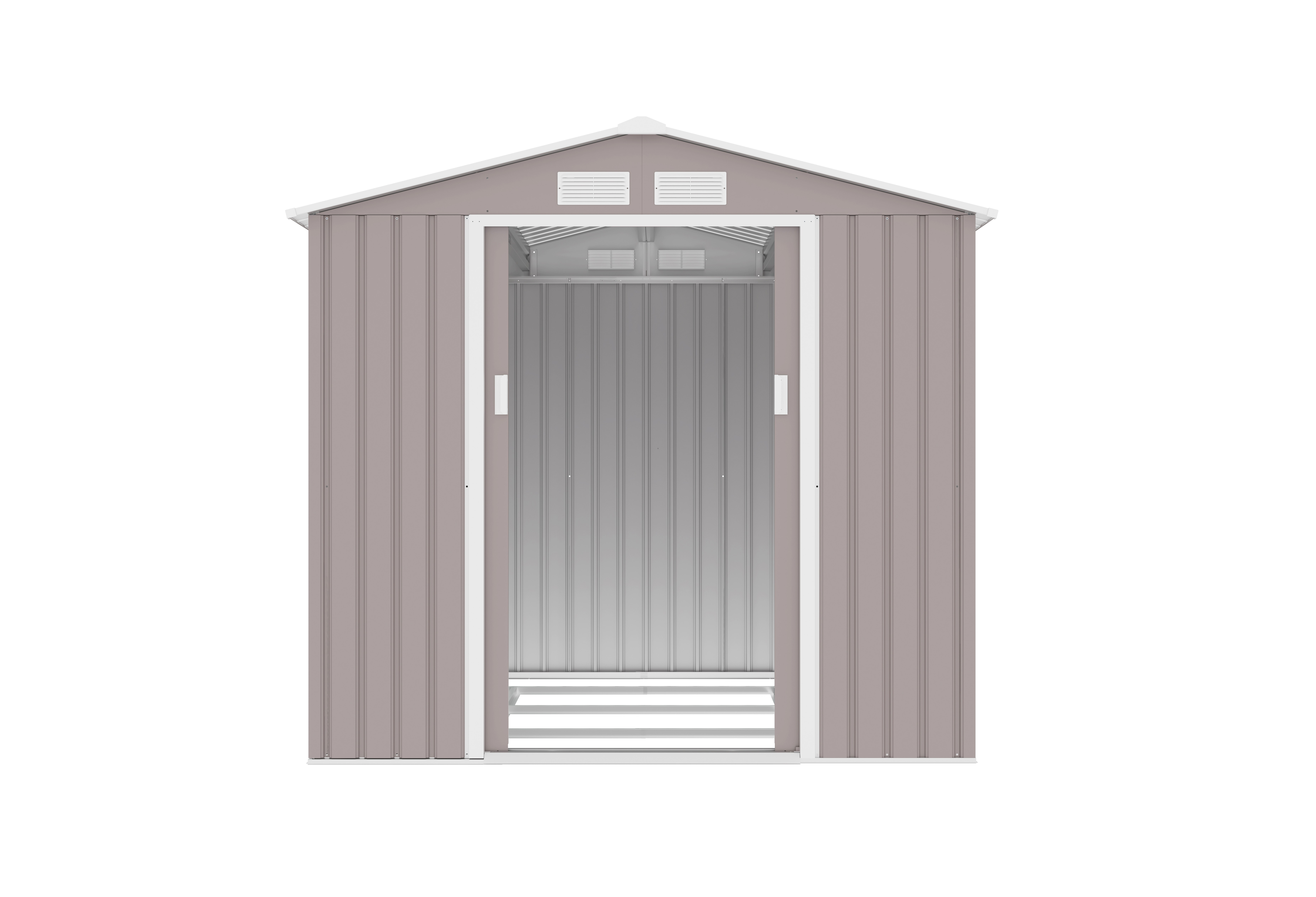 Casuta / magazie de gradina premium metalica, KLUGMEISTER Archer-B Gri cald, dimensiuni 213x195x195 cm cu baza metalica [2]