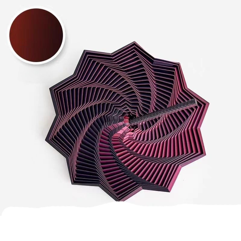 Jucarii, Copii & Bebe - Jucarie decompresie, Stea 3D octogonala, maner spirala turn magic geometric, 17 cm, Negru Rosu