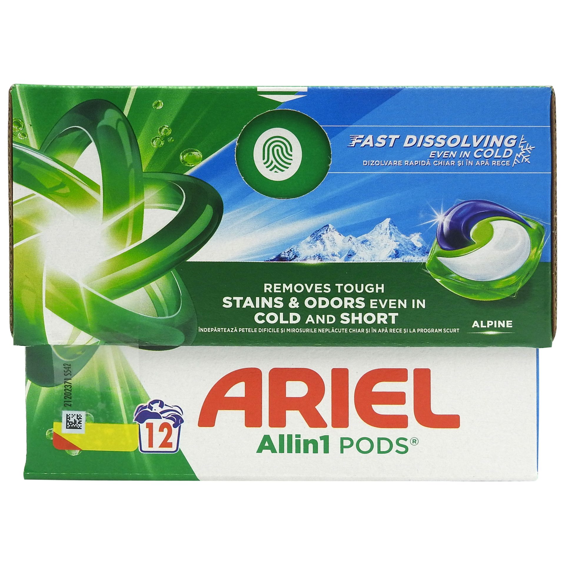Detergenți și soluții de curățenie - Ariel Detergent Capsule 12 buc All in 1 Pods Alpine