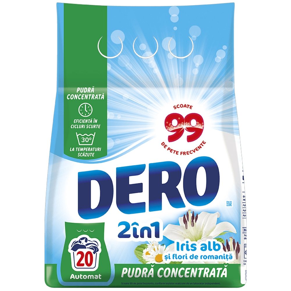 Detergenți și soluții de curățenie - Dero Automat 1.5 kg 2in1 Iris Alb