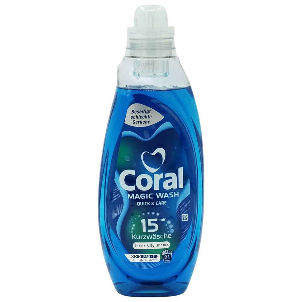Detergenți și soluții de curățenie - Detergent pentru Rufe, Coral Magic Wash, Gel 840 ml Sport si Synthetics 21 spalari
