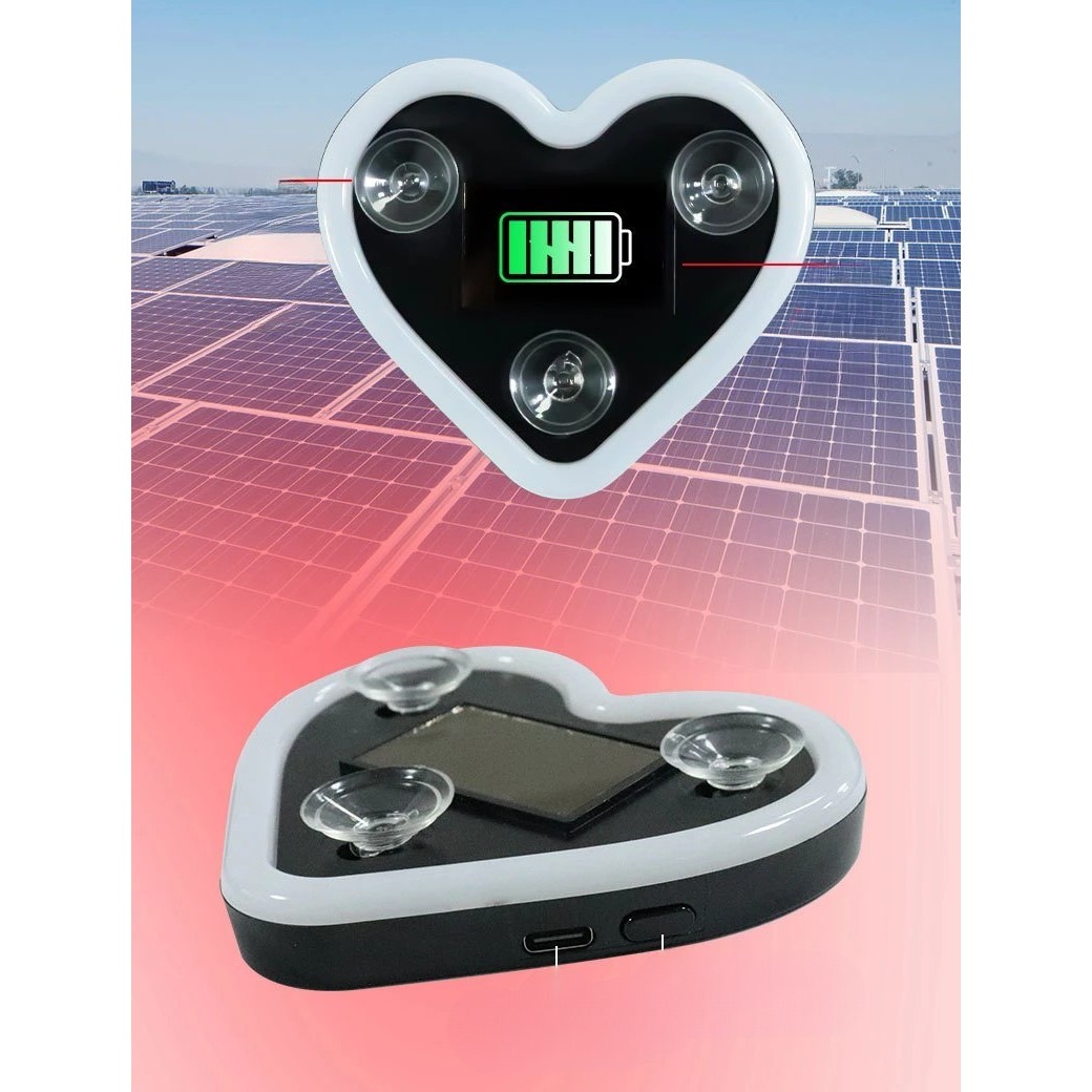 Lumina Auto Ambientala, Flippy, Model Inima, Incarcare Solara/USB, Afisaj Baterie, 9.7 x 8.4 x 1.6 cm, Albastru [3]