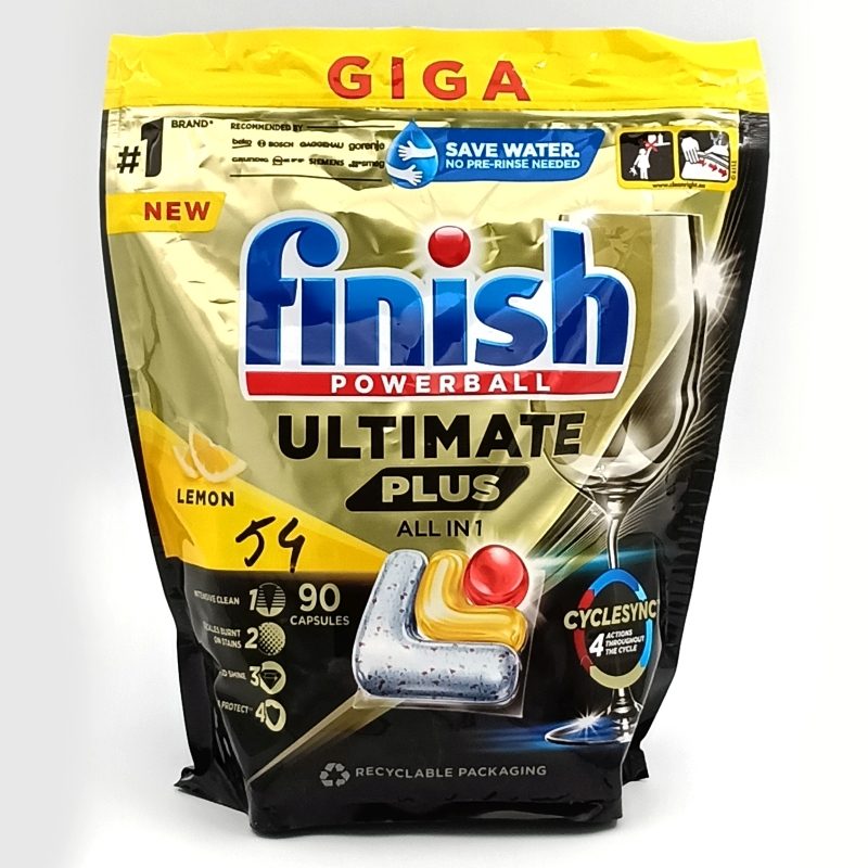 Detergenți și soluții de curățenie - Finish Detergent Vase Capsule 90 buc Ultimate plus All in 1 Lamaie