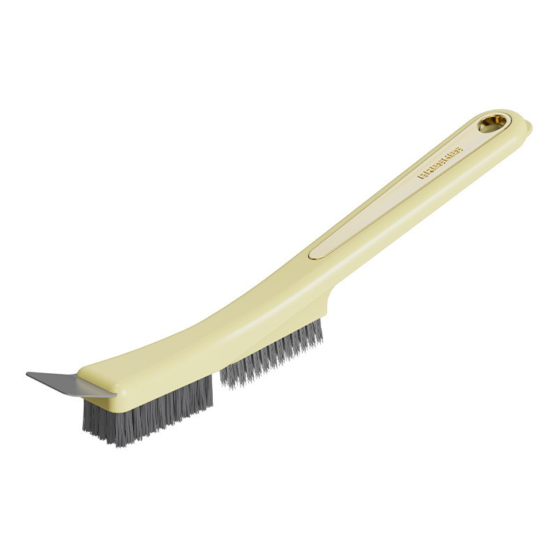 Încălțăminte și accesorii vestimentare - Perie de Sarma pentru Bucatarie, Flippy, din Doua Bucati, Maner Lung cu Gaura de Prindere, Peri din Otel, Anti-Reziduu, Anti-Murdarie, 24.5x2.7x6.7cm, Galben