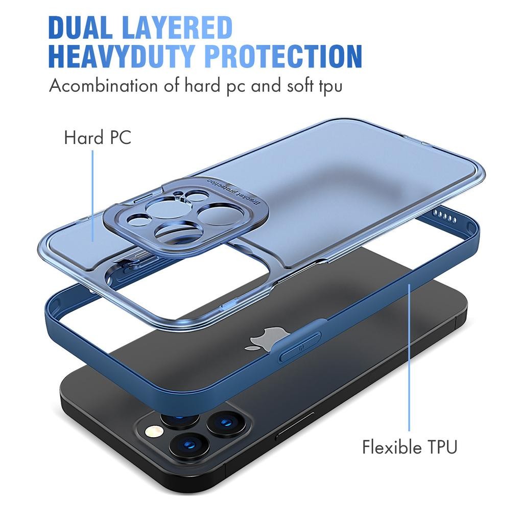 Husa de protectie pentru Apple iPhone 14, Flippy, Bracket series cu suport si protectie pentru camera, Albastru [2]