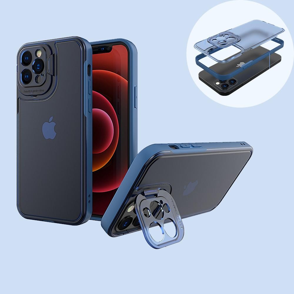 Husa de protectie pentru Apple iPhone 14, Flippy, Bracket series cu suport si protectie pentru camera, Albastru [3]