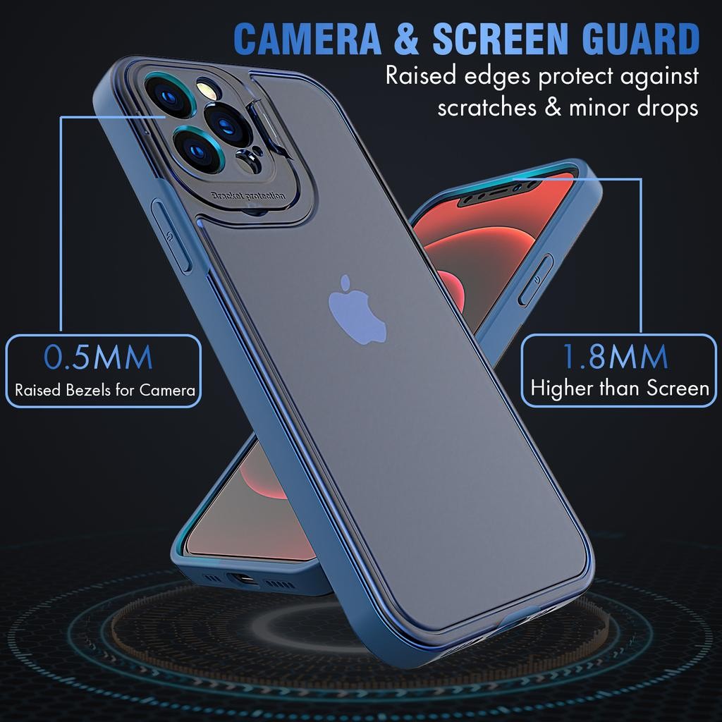 Husa de protectie pentru Apple iPhone 14 Pro, Flippy, Bracket series cu suport si protectie pentru camera, Albastru [2]