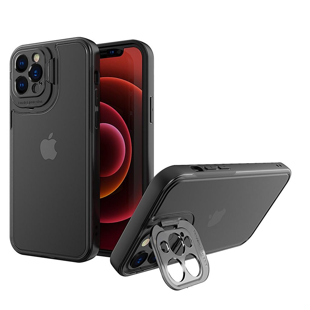 Telefoane și accesorii - Husa de protectie pentru Apple iPhone 14 Pro, Flippy, Bracket series cu suport si protectie pentru camera, Negru