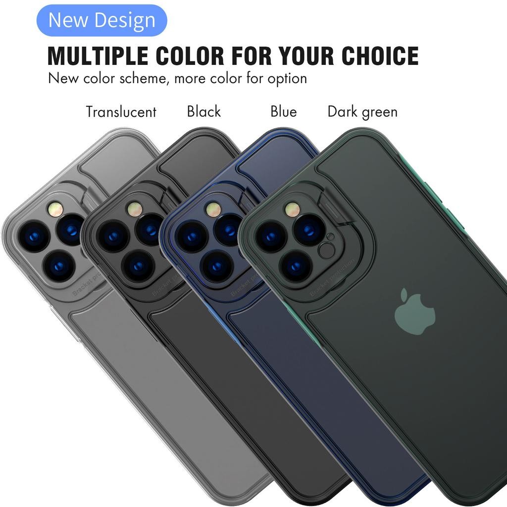 Husa de protectie pentru Apple iPhone 14 Pro Max, Flippy, Bracket series cu suport si protectie pentru camera, Transparent [3]