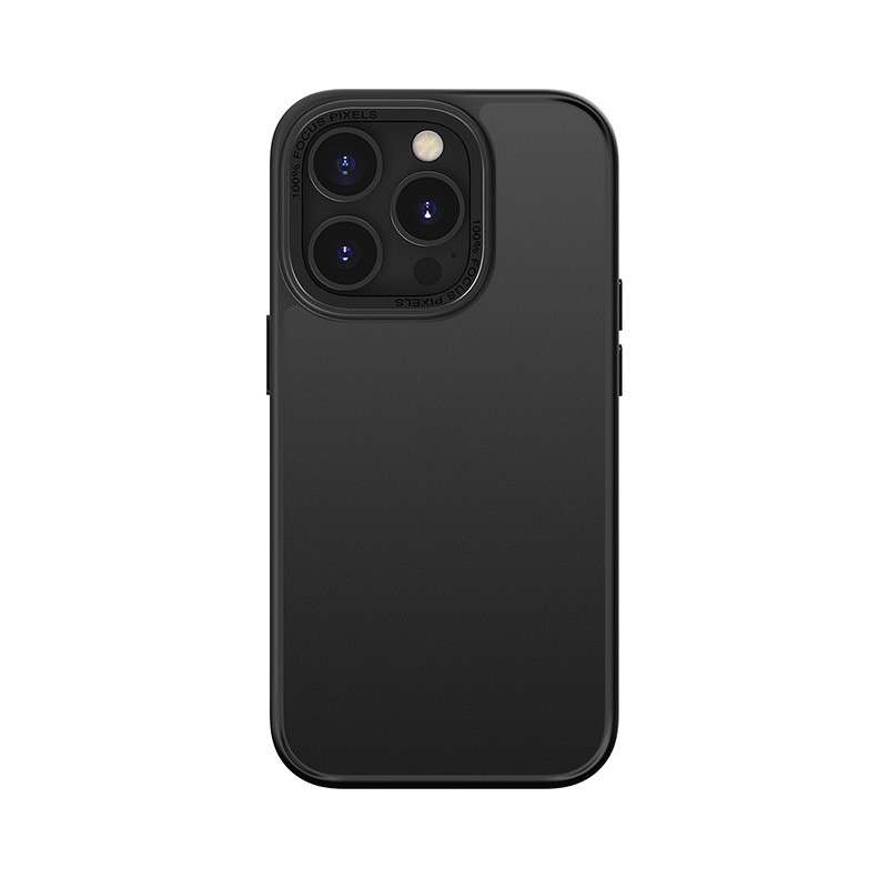 Husa de protectie pentru iPhone 14 Pro Max, cu suport metalic pentru camera, Bracket Series, Flippy, Protectie Antisoc, PC mat, silicon moale pe margini, Negru [1]