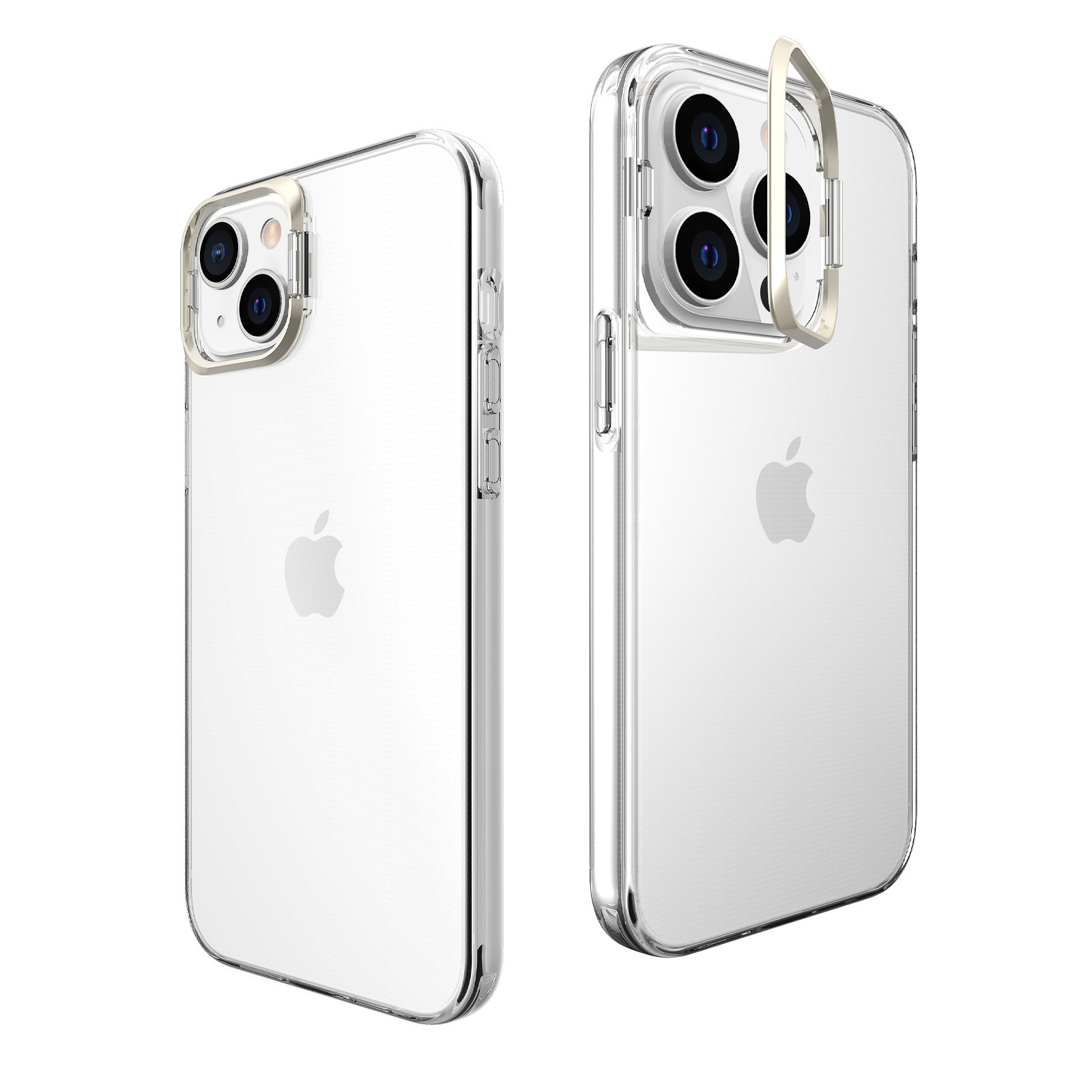 Husa de protectie pentru iPhone 14 Pro Max, cu suport metalic pentru camera, Bracket Series, Flippy, Protectie Antisoc, PC mat, silicon moale pe margini, Transparent [3]