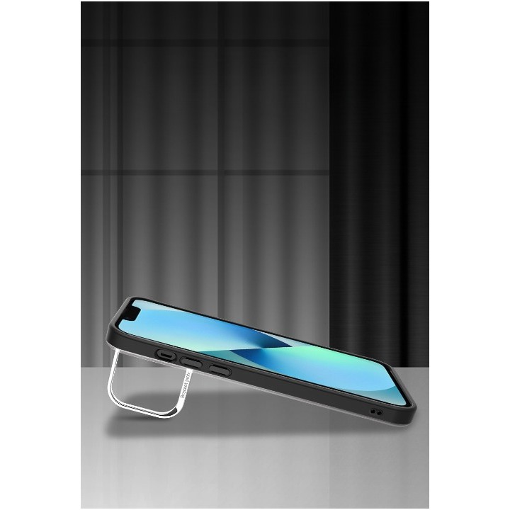 Husa de protectie pentru iPhone 14 Pro Max, cu suport metalic pentru camera, Bracket Series, Flippy, Protectie Antisoc, PC mat, silicon moale pe margini, Negru [2]
