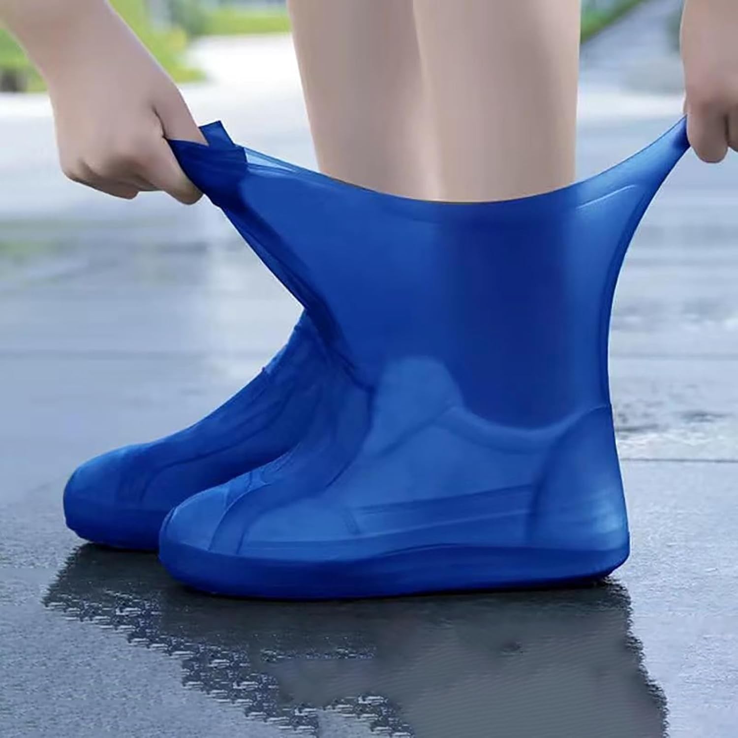 Husa Incaltaminte, Flippy, Impermeabila, Antiderapanta, din Latex, 13 x 13 x 2 cm, Marime M 34-40 cm, Albastru [5]