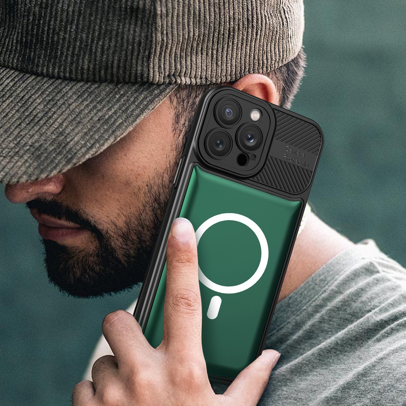 Husa pentru Apple iPhone 12 Pro MagSafe, Urban Armor, Flippy, Verde inchis, suport magnetic [1]