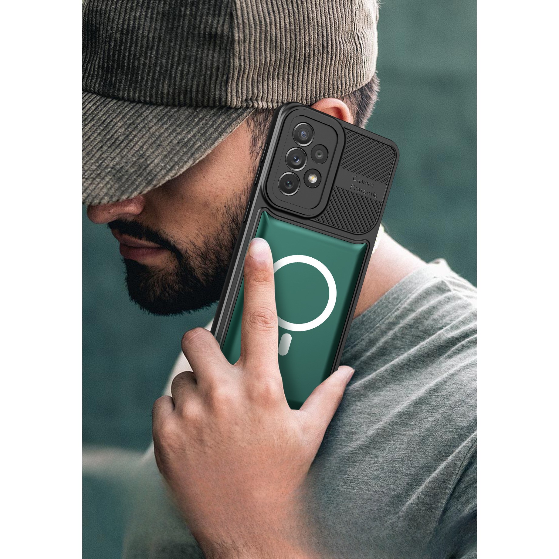 Husa pentru Apple iPhone 14 Pro Max MagSafe, Urban Armor, Flippy, Verde inchis, suport magnetic [3]