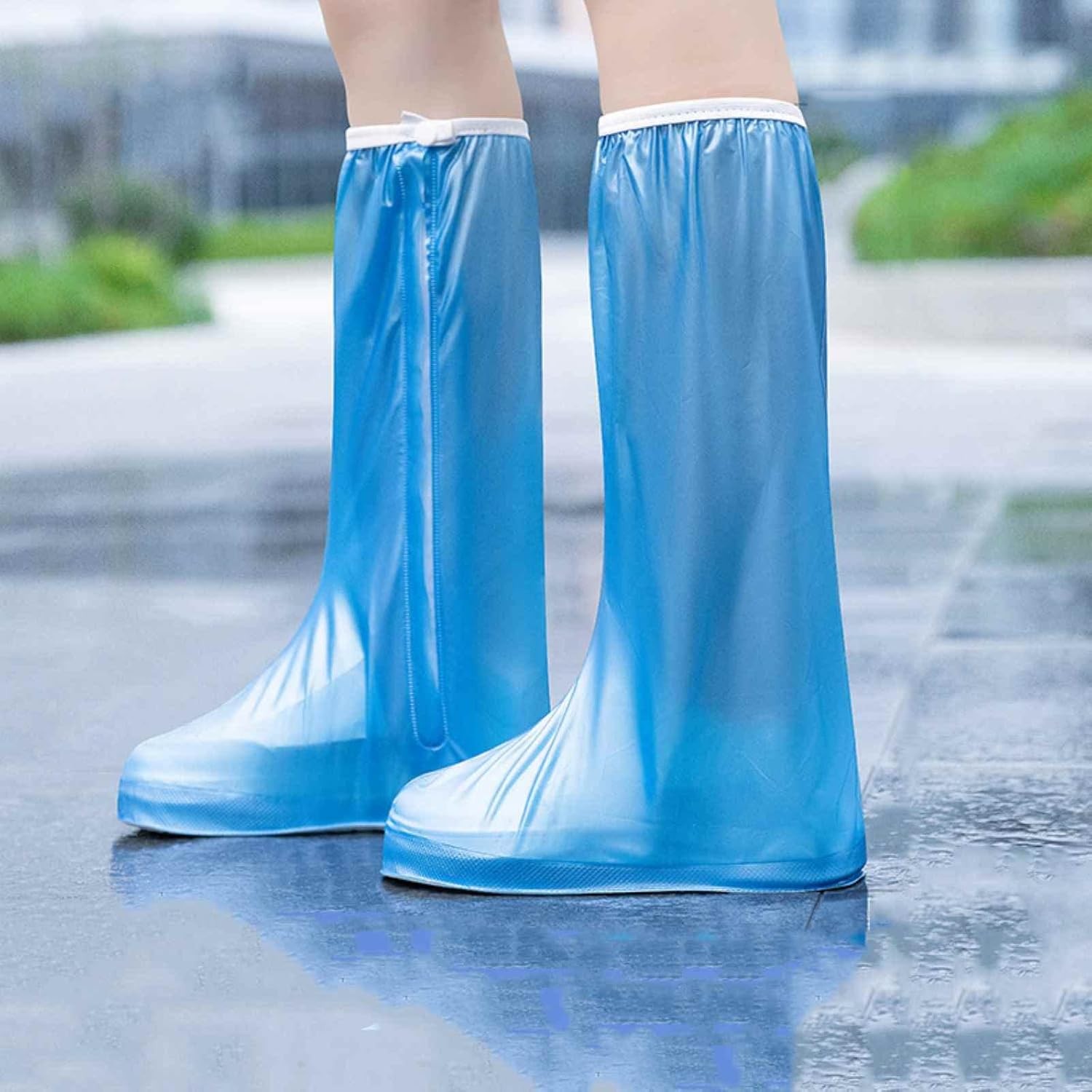 Protectie Incaltaminte pentru Ploaie si Noroi, Flippy, Impermeabila, Talpa Antiderapanta, cu Fermoar si Capsa, Inaltime 40 cm, Marime XL 40-41, Albastru [5]