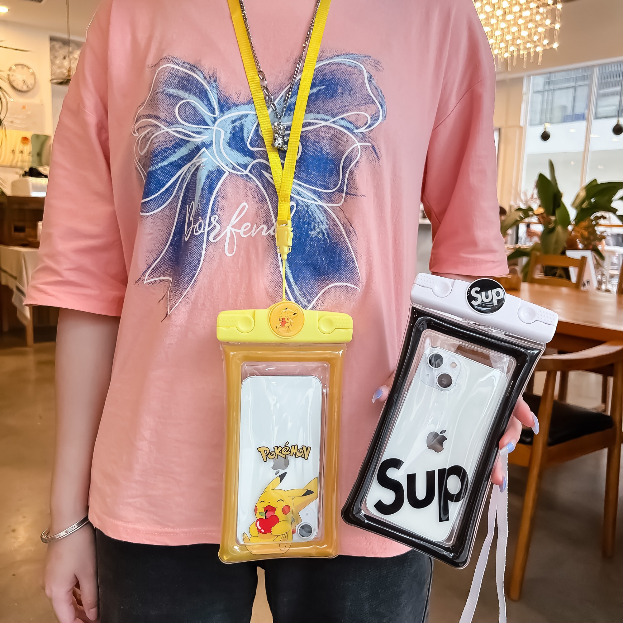Husa subacvatica Mascot Waterproof Flippy, Snowproof, Universala, cu Snur, pentru telefon sau documente, Pika, Galben [2]