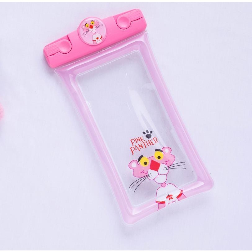 Husa subacvatica Mascot Waterproof Flippy, Snowproof, Universala, cu Snur, pentru telefon sau documente, Pantera, Roz [2]