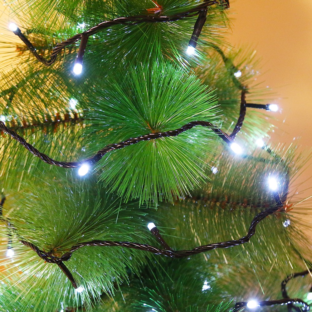Casă și camping - Instalatie de Craciun Flippy® Tip Liniara, Fir Negru, 9 m, 100 LED-uri, Interconectabila, Alb Rece