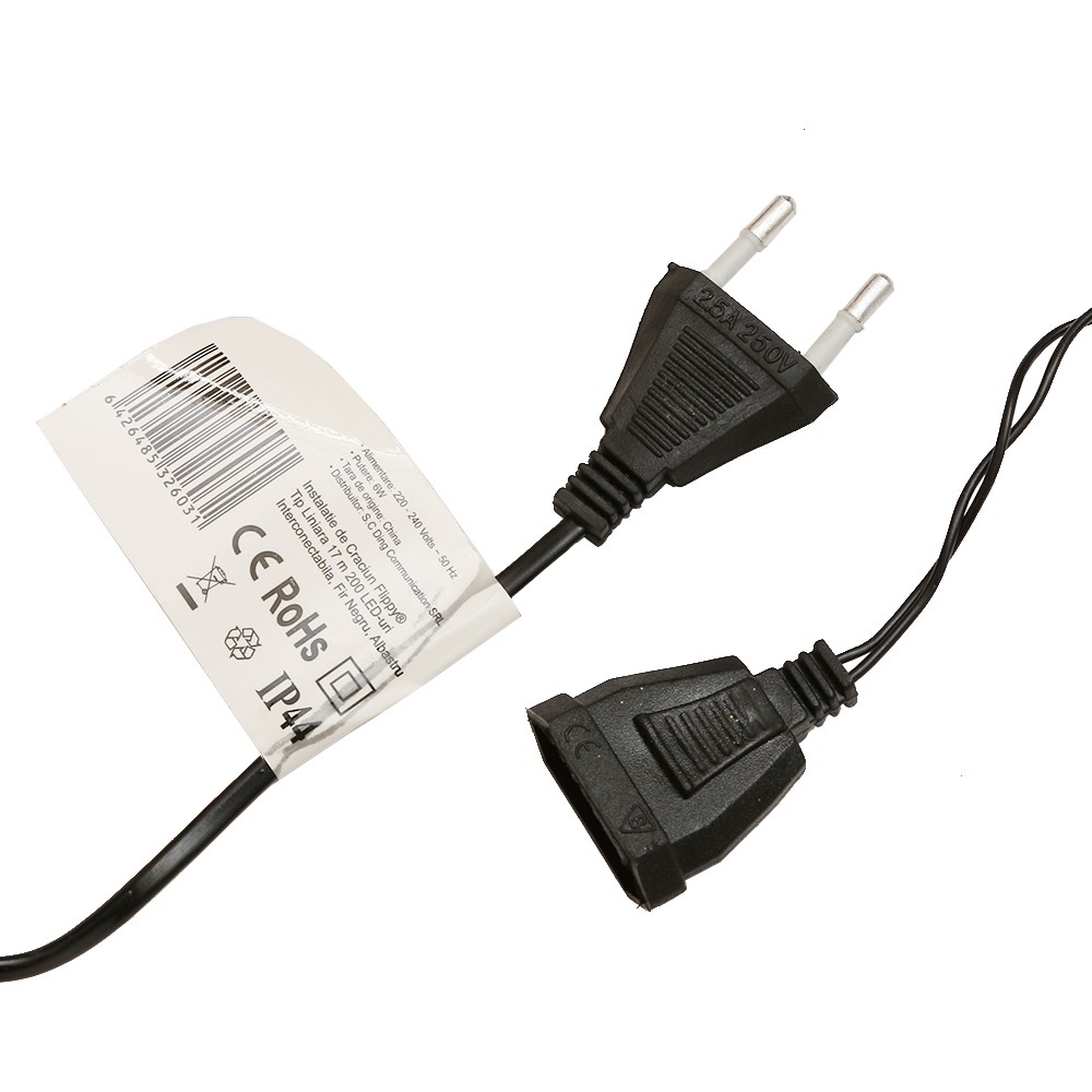 Instalatie de Craciun Flippy® Tip Liniara,Fir Negru, 17 m, 200 LED-uri ,Interconectabila, Albastru [5]