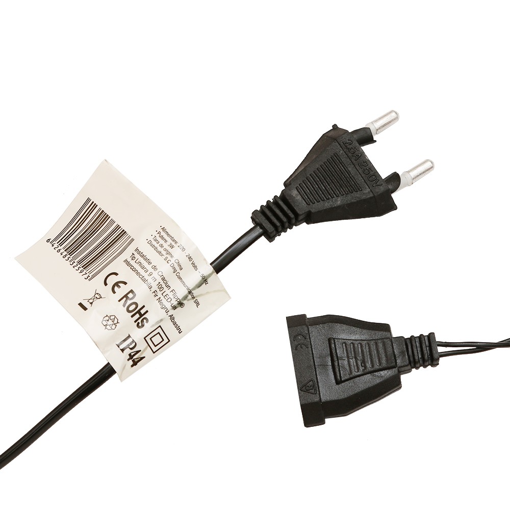Instalatie de Craciun, Flippy®, Tip Liniara, Fir Negru, 9 m, 100 LED -uri, Interconectabila, Albastru [5]