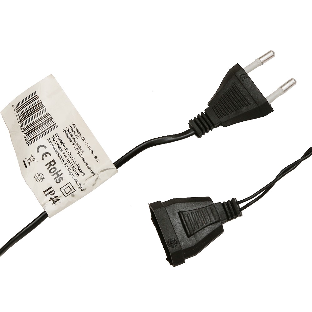 Instalatie de Craciun Flippy® Tip Liniara, Fir Negru, 9 m, 100 LED-uri, Interconectabila, Alb Rece [5]