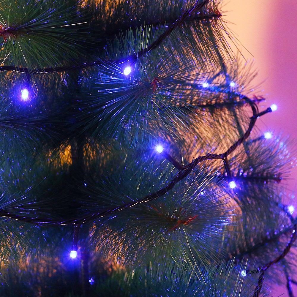 Instalatie de Craciun Flippy® Tip Liniara,Fir Negru, 17 m, 200 LED-uri ,Interconectabila, Albastru [1]