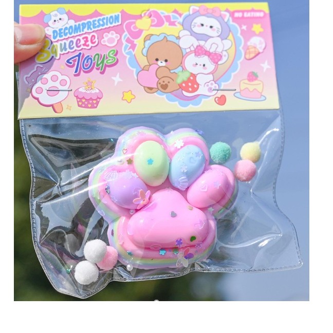 Jucarie Antistres Squishy, Flippy, Labuta de Pisica Pufoasa, cu Revenire Lenta, 7.5 x 8.5 cm, Model 27052, Multicolor [1]