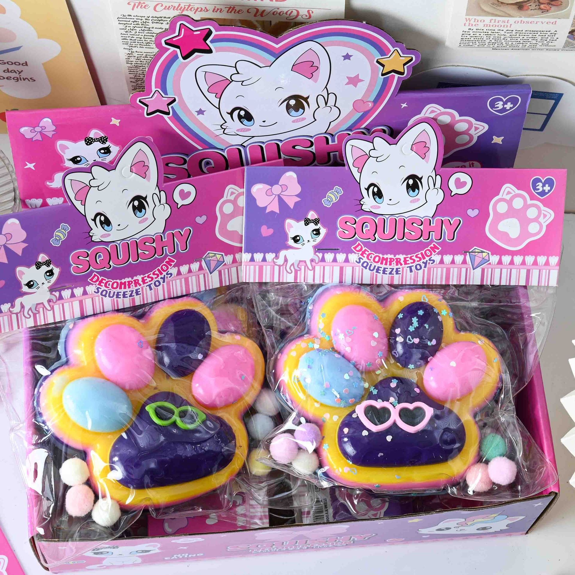 Jucarie Antistres Squishy, Flippy, cu Revenire Lenta, Squeeze Toys, Model Cat Paw, 12.5x10.5 cm, 220g, +3 Ani, din TPR, Model 5, Multicolor [1]