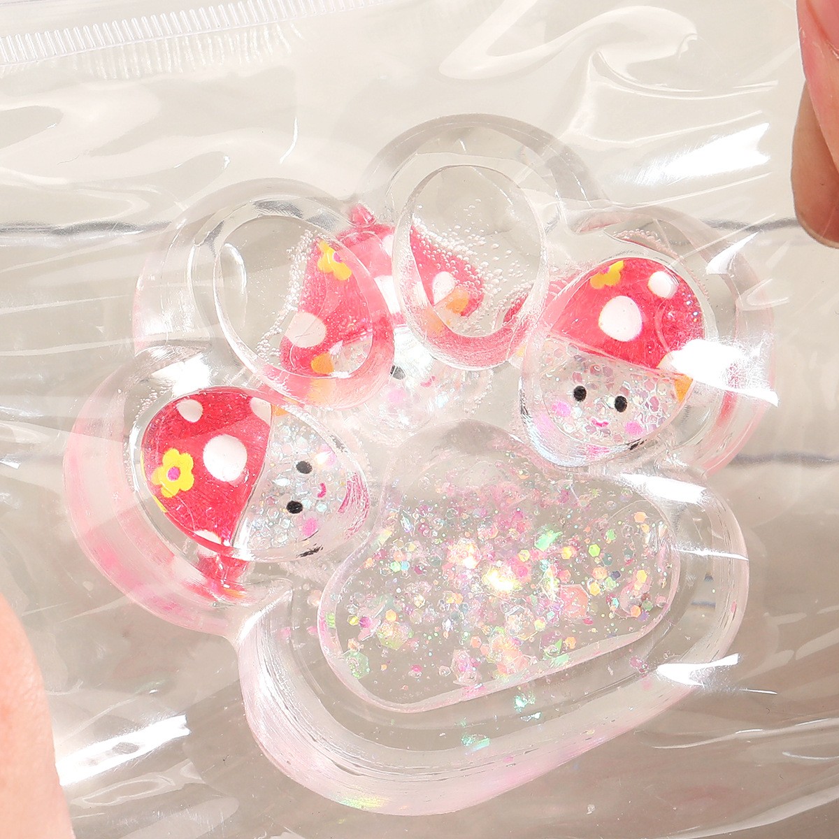 Jucarie Antistres Squishy, Flippy, Labuta de Pisica Pufoasa, cu Revenire Lenta, 7 x 6.5 cm, Model Ciuperca, Multicolor [2]