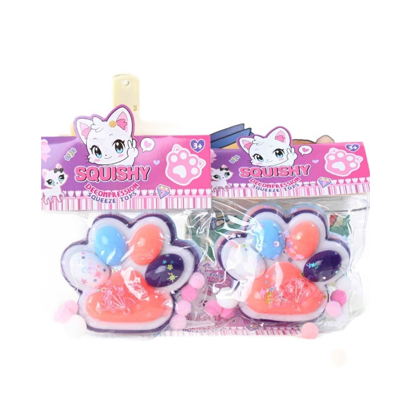 Jucarie Antistres Squishy, Flippy, cu Revenire Lenta, Squeeze Toys, Model Cat Paw, 12.5x10.5 cm, 220g, +3 Ani, din TPR, Model 1, Multicolor [2]